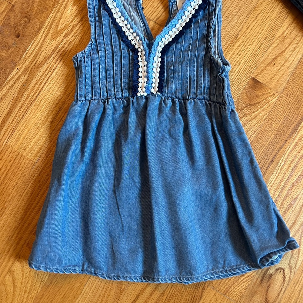 Vineyard Vines Blue Sleeveless Denim Dress with White Trim size 3